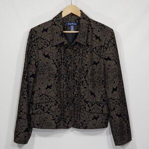 Evan Picone  Black Floral Tapestry Blazer Jacket  Size 18